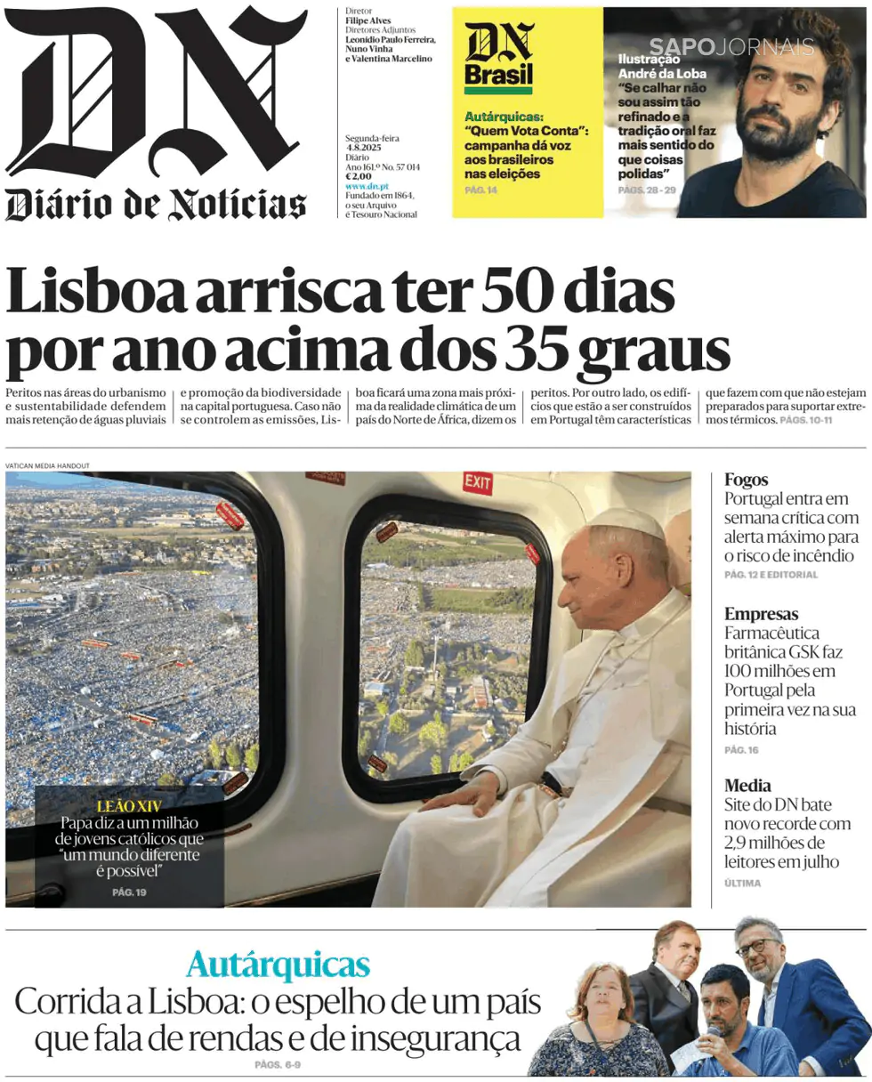 Capa Diário de Notícias