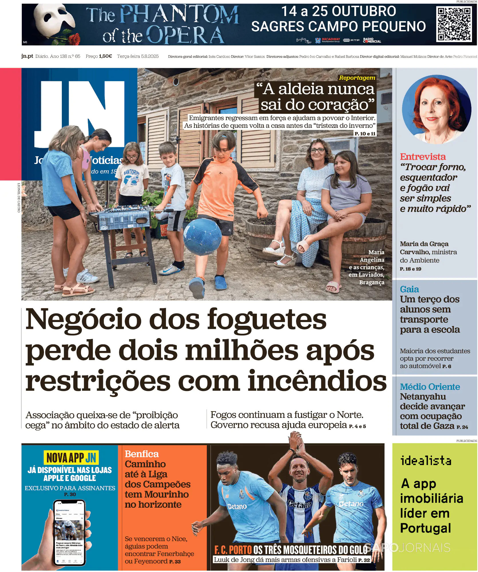 Capa Jornal de Notícias