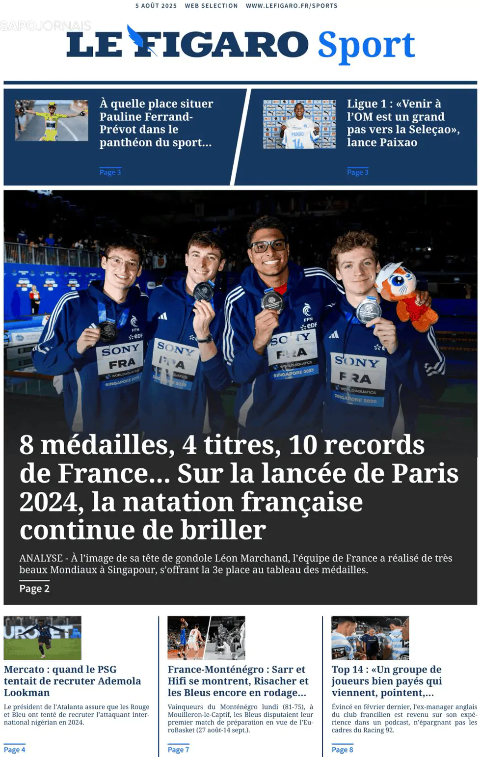 Capa Le Figaro Sport