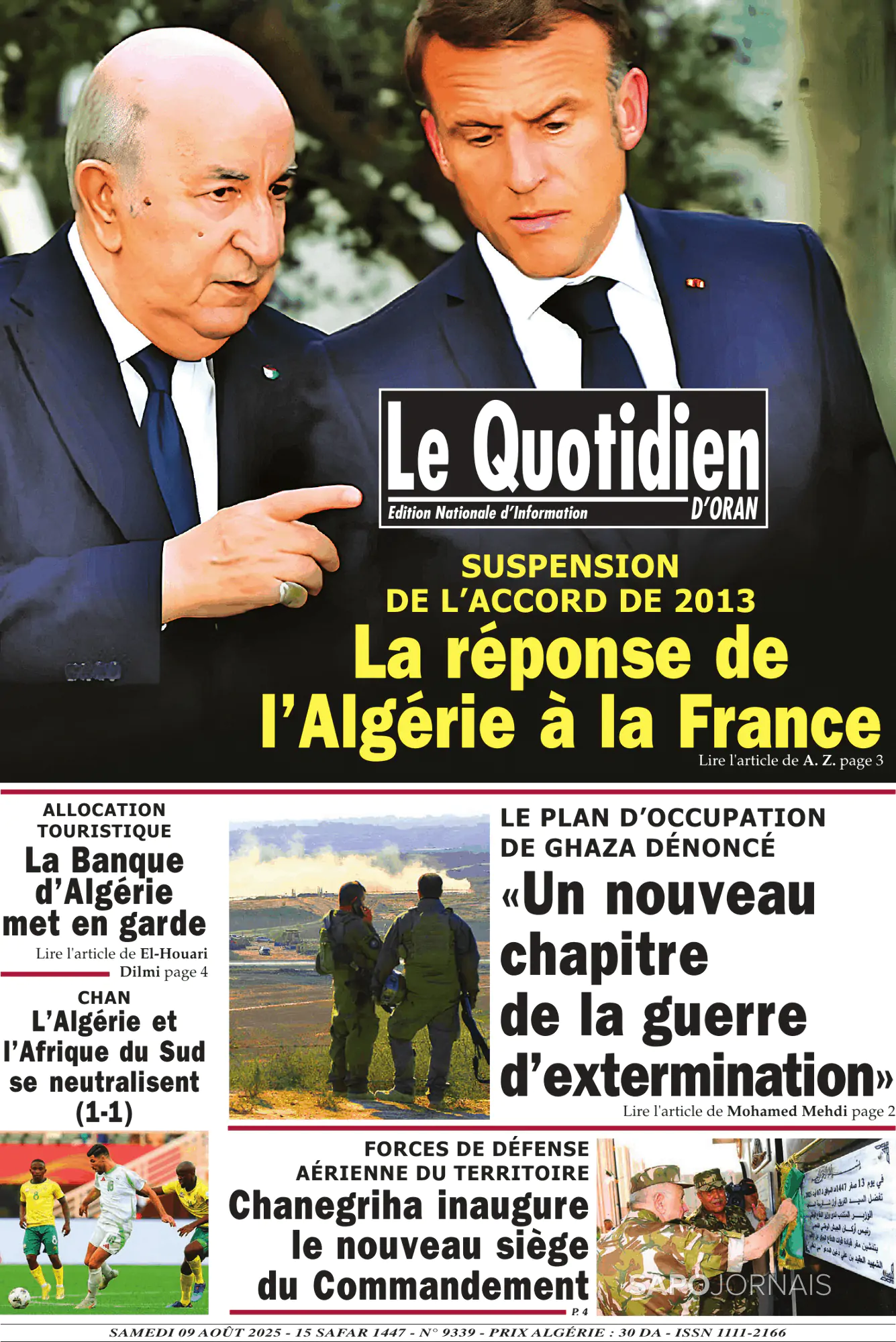 Capa Le Quotidien D’Oran