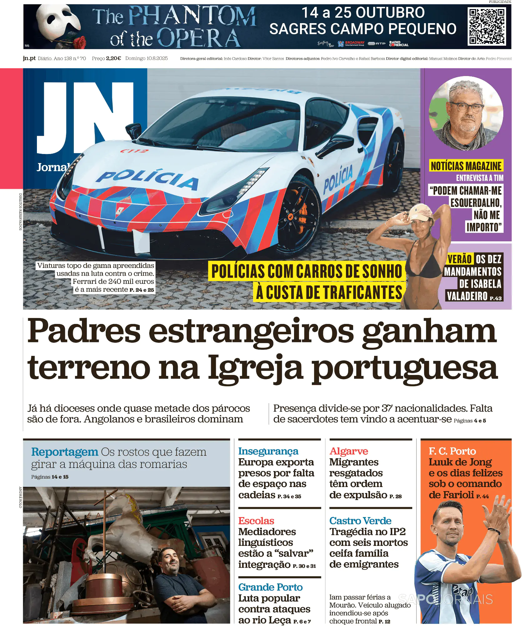 Capa Jornal de Notícias