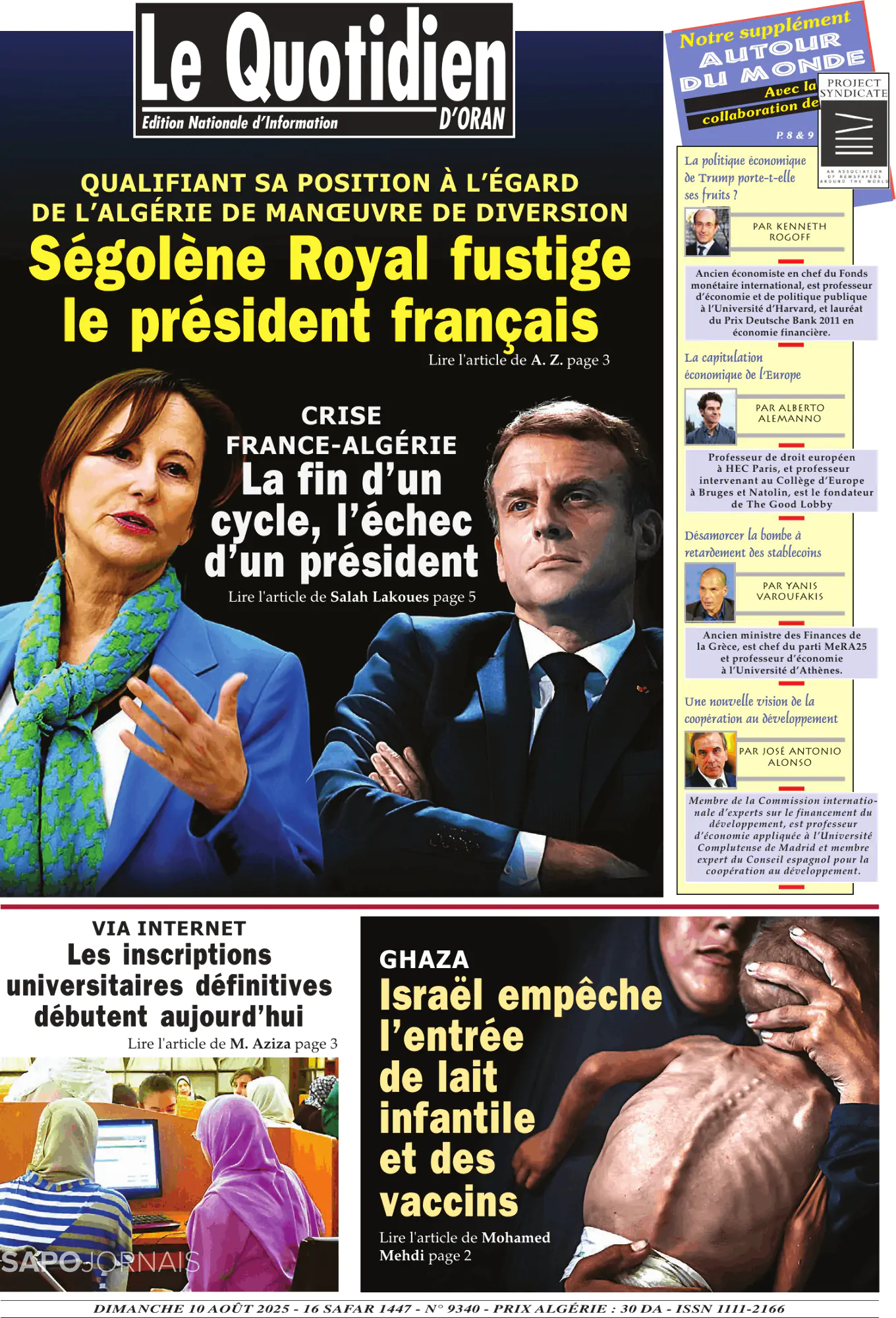 Capa Le Quotidien D’Oran