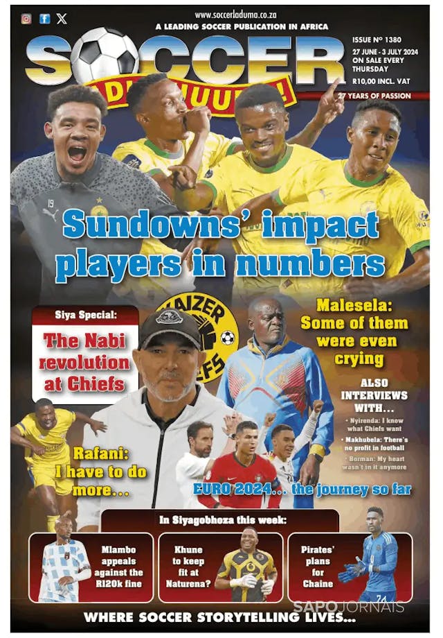 Capa jornal Soccer Laduma 2024-06-27