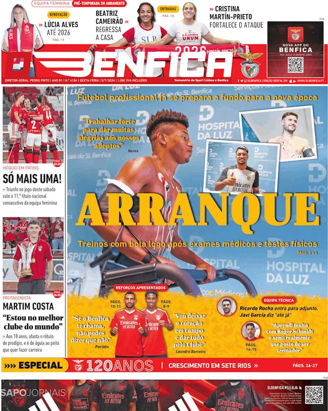 Capa jornal O Benfica 2024-07-05