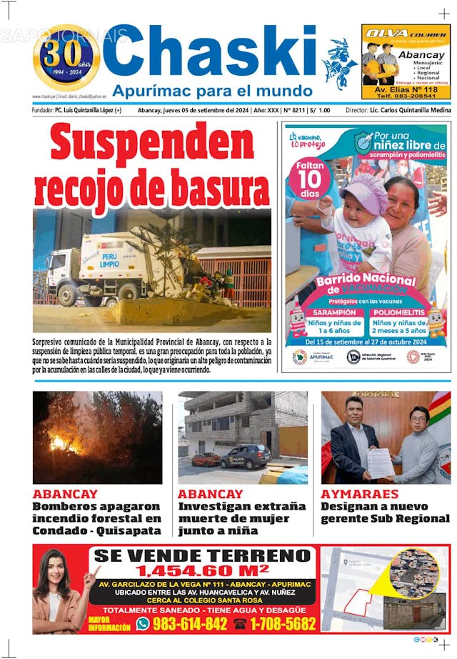 Capa jornal Chaski 2024-09-05