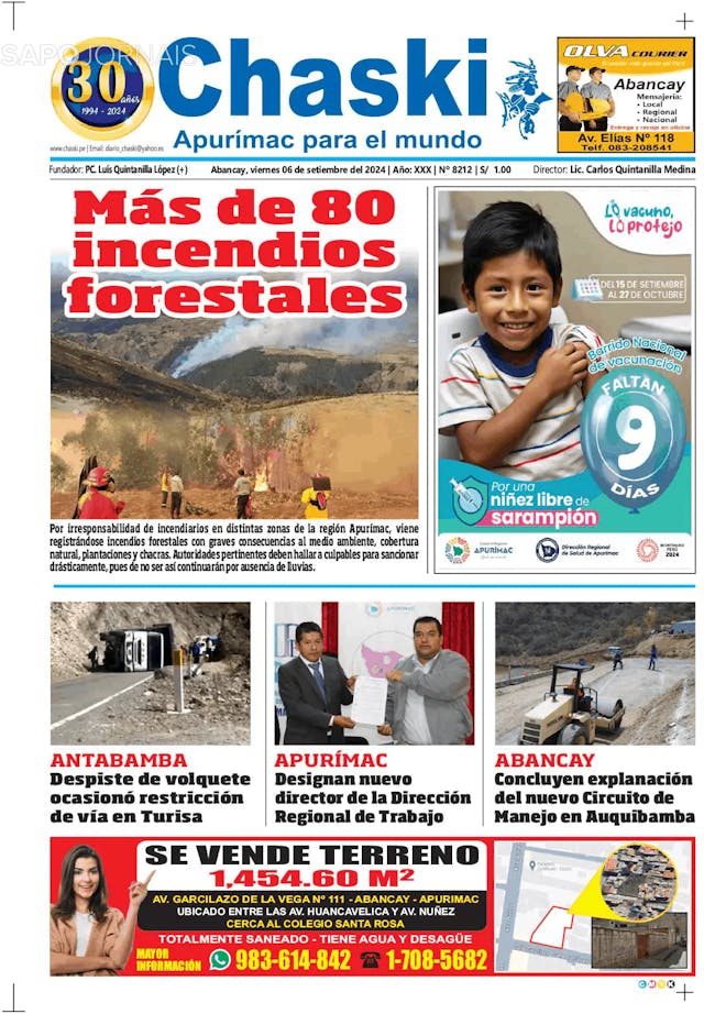 Capa jornal Chaski 2024-09-06