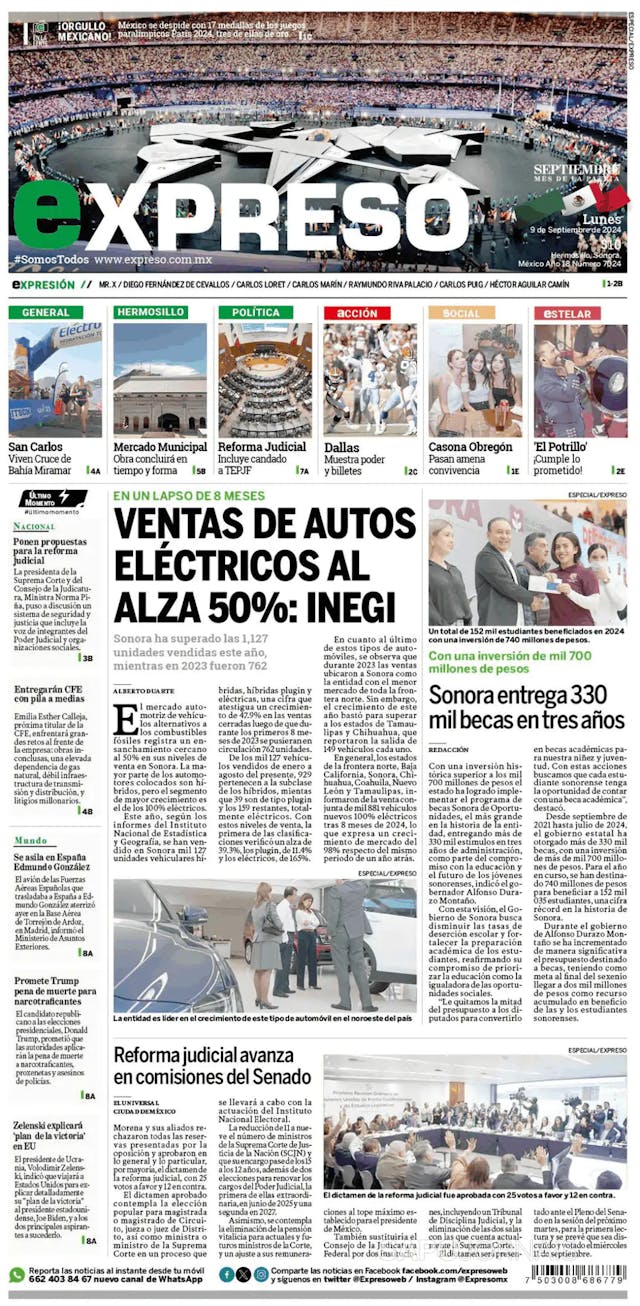 Capa jornal Expreso 2024-09-09