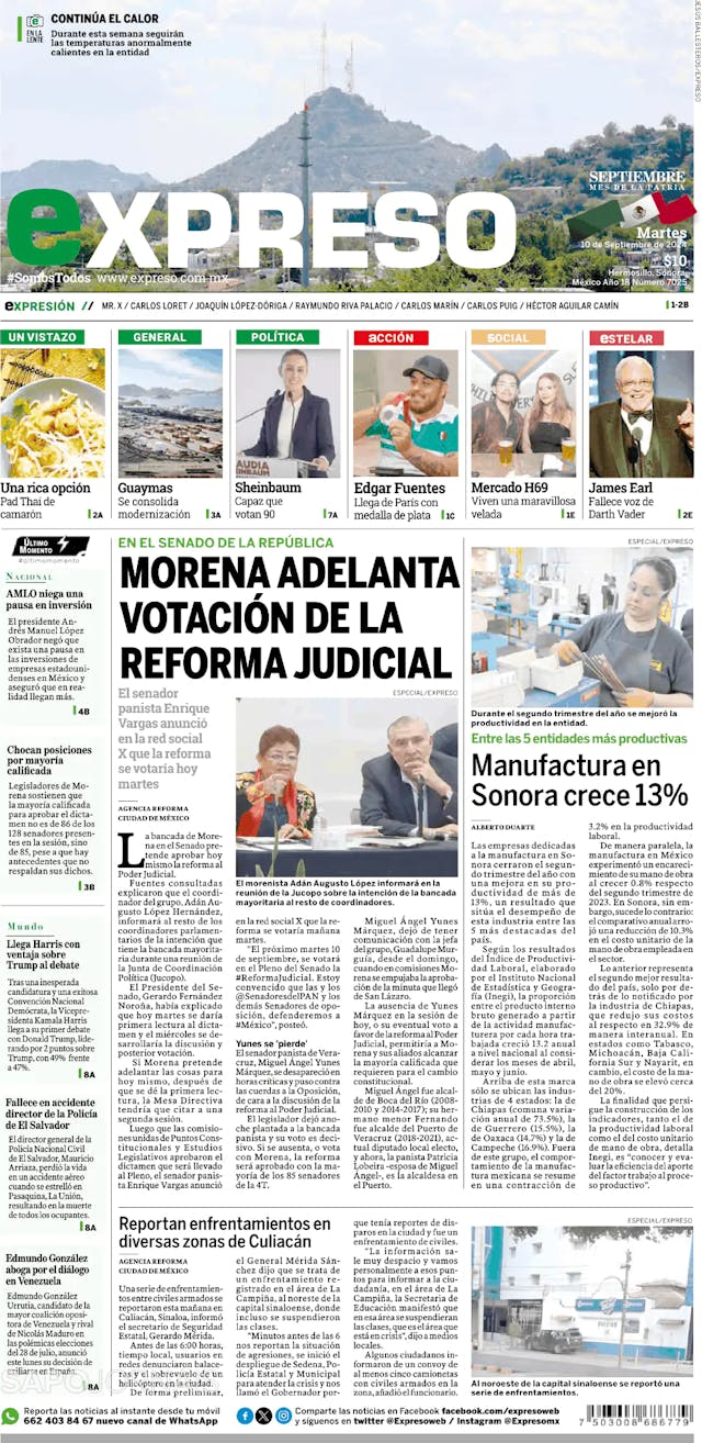 Capa jornal Expreso 2024-09-10