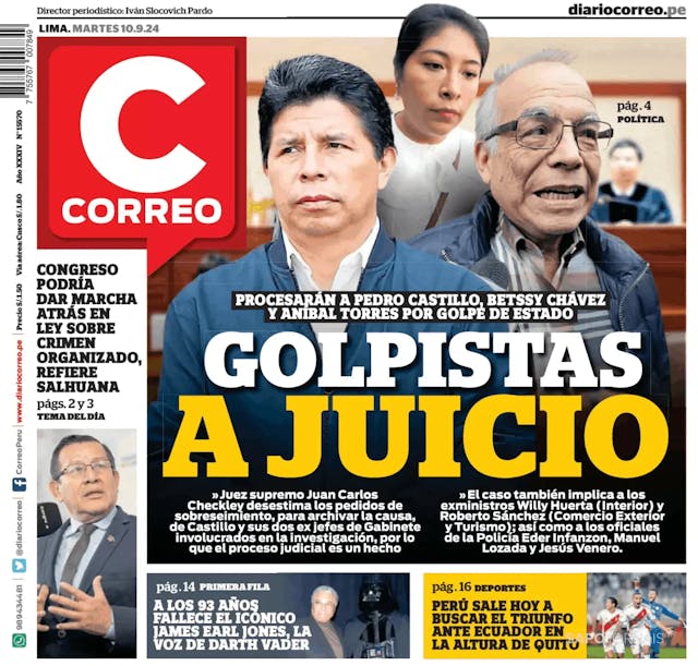 Capa jornal Correo Edición Lima 2024-09-10