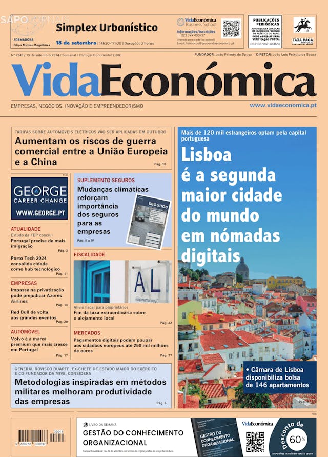 Capa jornal Vida Económica 2024-09-13