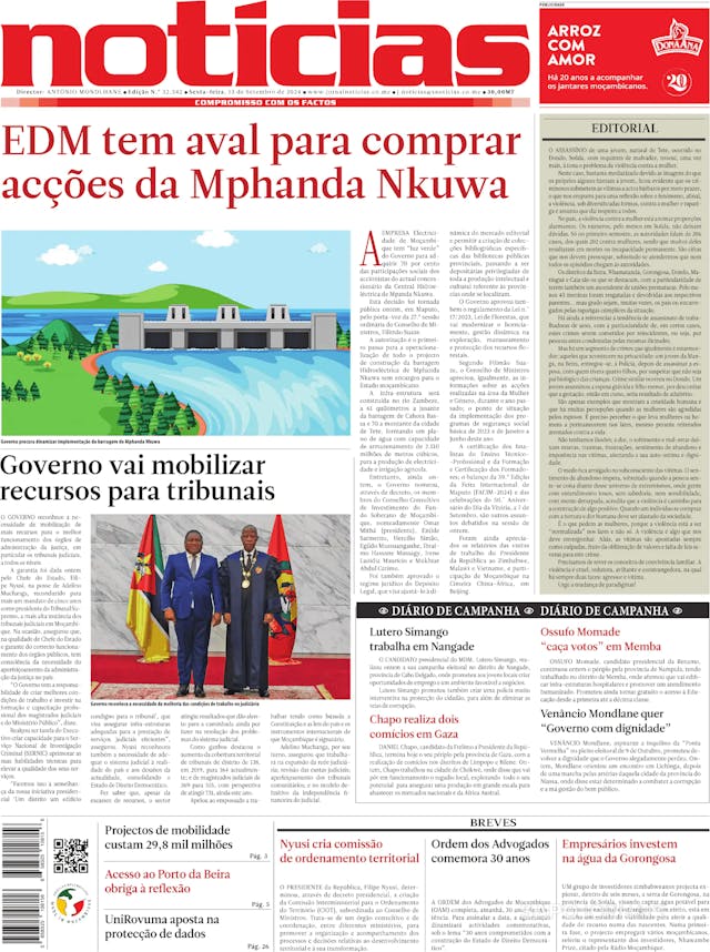 Capa jornal Notícias 2024-09-13