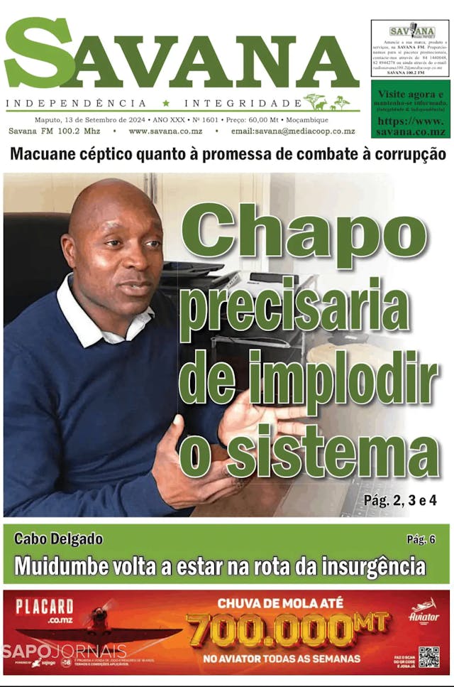 Capa jornal Savana 2024-09-13