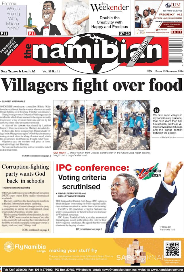 Capa jornal The Namibian 2024-09-13