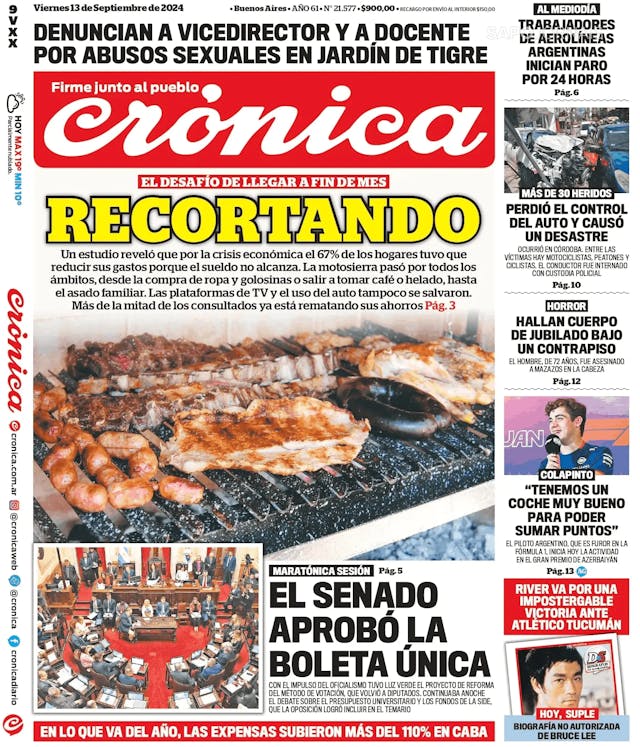 Capa jornal Crónica 2024-09-13