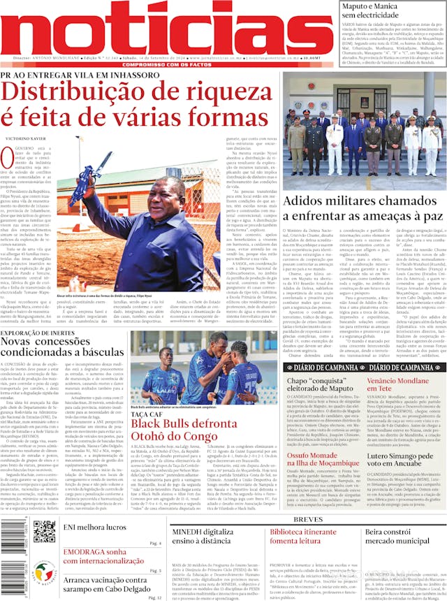 Capa jornal Notícias 2024-09-16