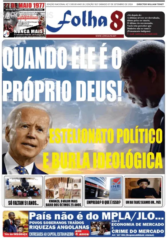 Capa jornal Folha 8 2024-09-14