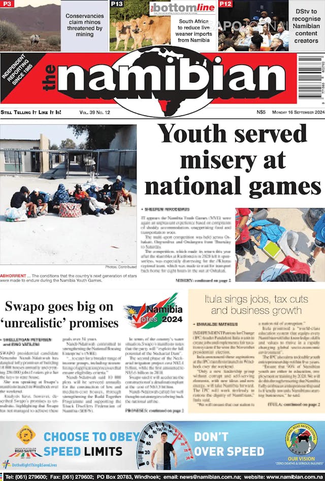 Capa jornal The Namibian 2024-09-16