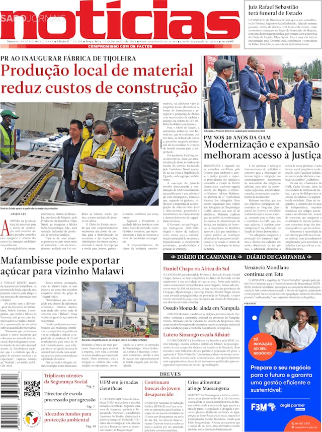 Capa jornal Notícias 2024-09-17