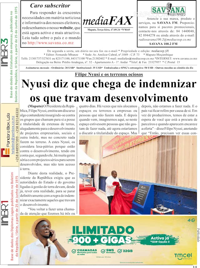 Capa jornal Mediafax 2024-09-17