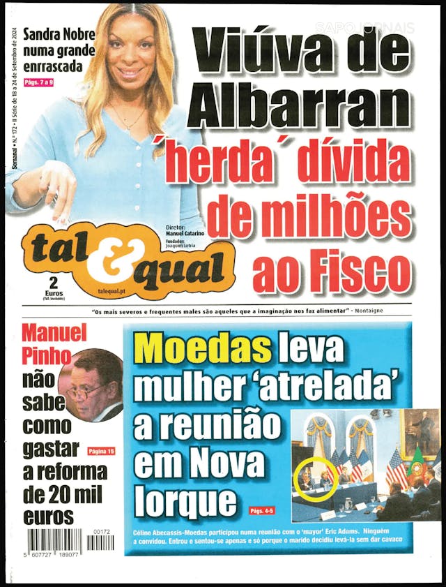 Capa jornal Tal & Qual 2024-09-18