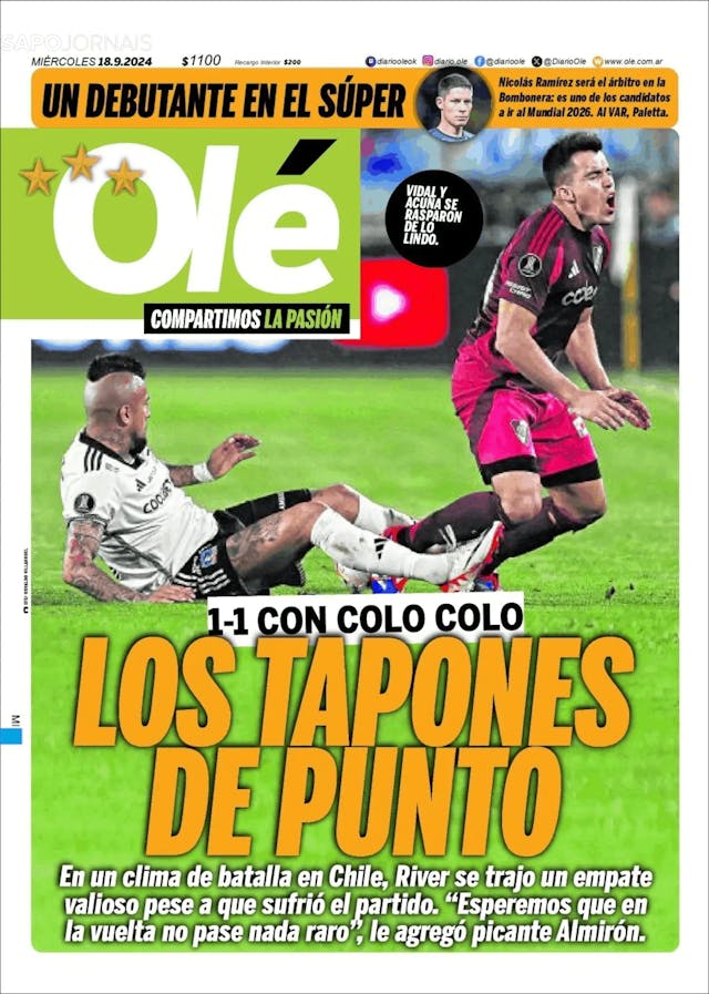 Capa jornal Olé 2024-09-18