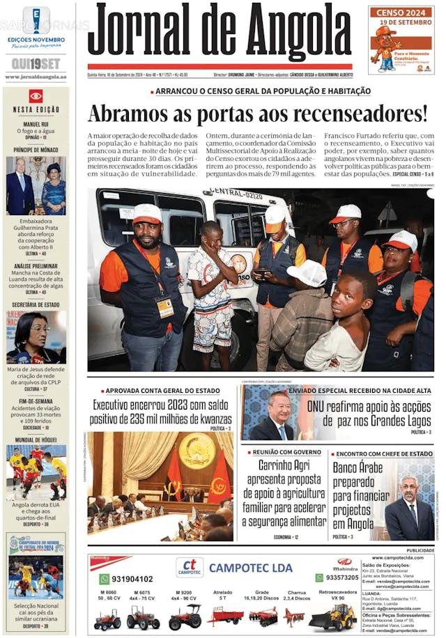 Capa jornal O País 2024-09-19