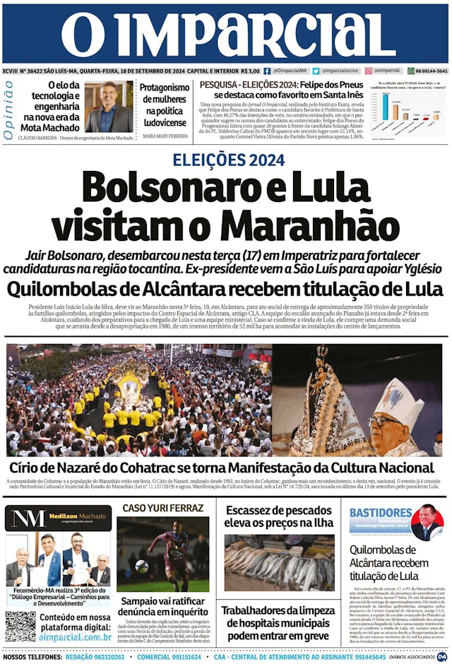 Capa jornal O Imparcial 2024-09-18