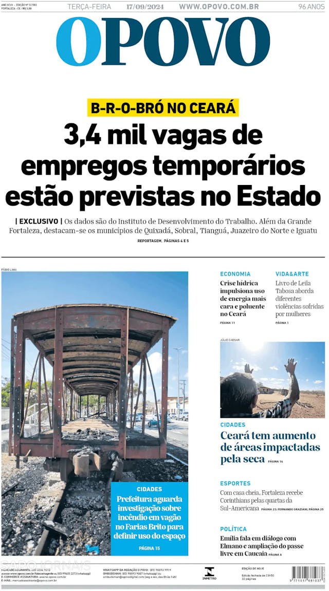 Capa jornal O Povo 2024-09-17