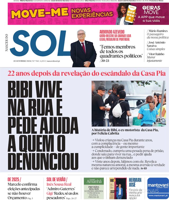 Capa jornal Nascer do SOL 2024-09-20