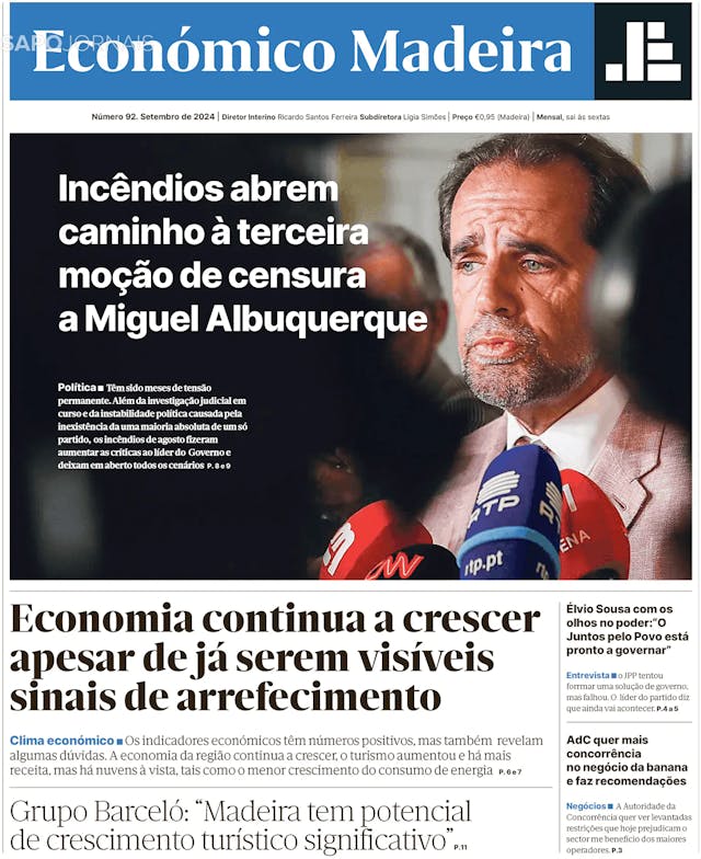 Capa jornal Económico Madeira 2024-09-06