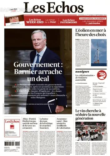 Capa jornal Les Echos 2024-09-20