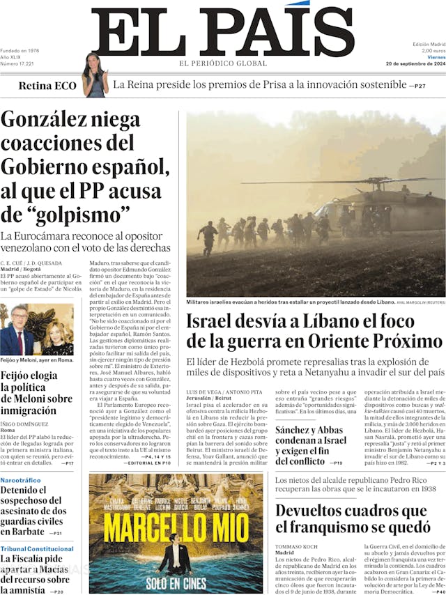 Capa jornal El País 2024-09-20