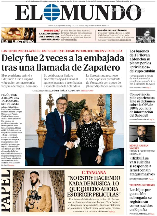 Capa jornal El Mundo 2024-09-20