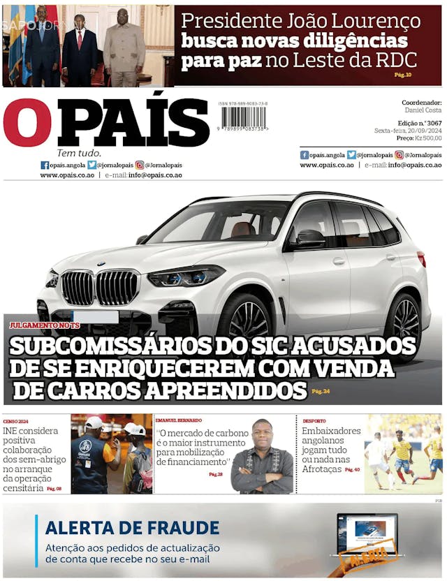 Capa jornal O País 2024-09-20