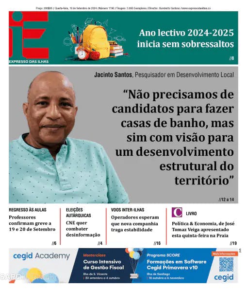 Capa jornal Expresso das Ilhas 2024-09-18