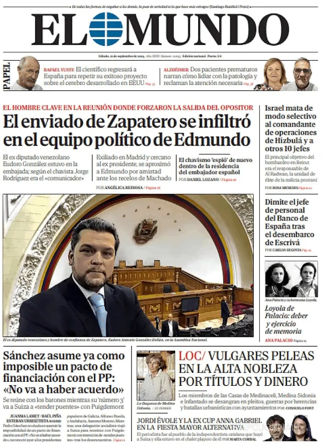 Capa jornal El Mundo 2024-09-21