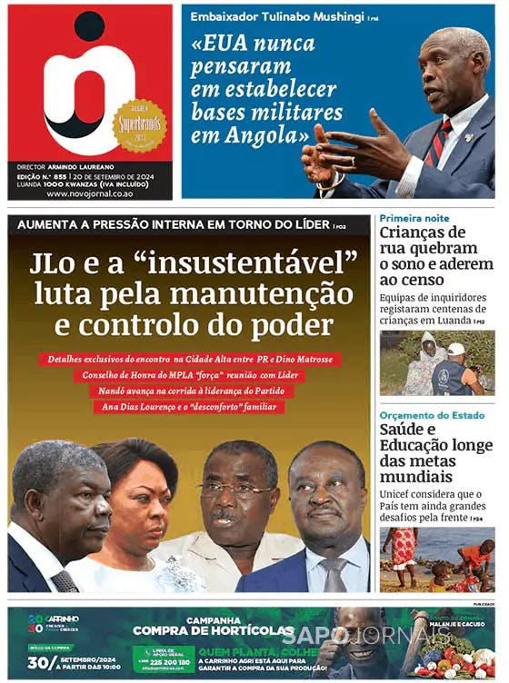 Capa jornal Novo Jornal 2024-09-20