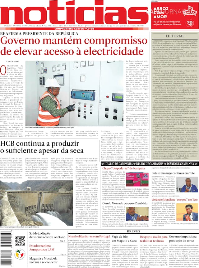 Capa jornal Notícias 2024-09-20