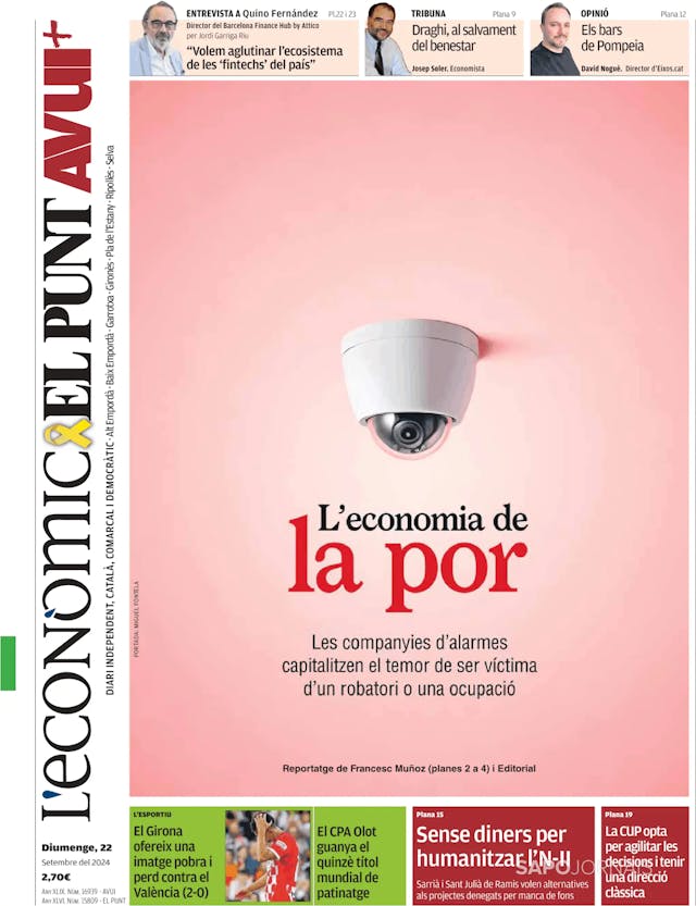 Capa jornal El Punt Avui | Edició Girona 2024-09-22