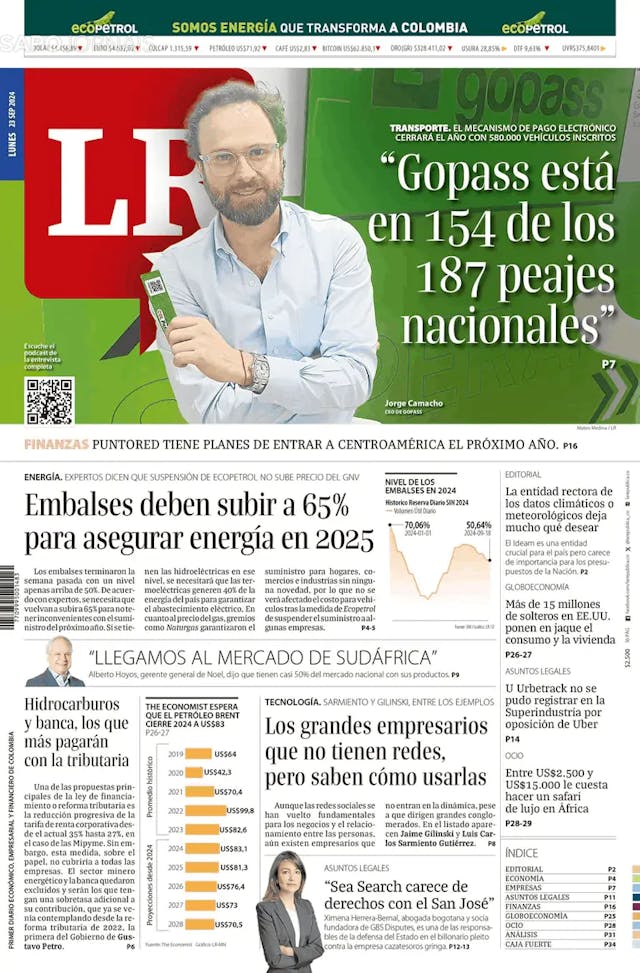 Capa jornal La Republica 2024-09-23