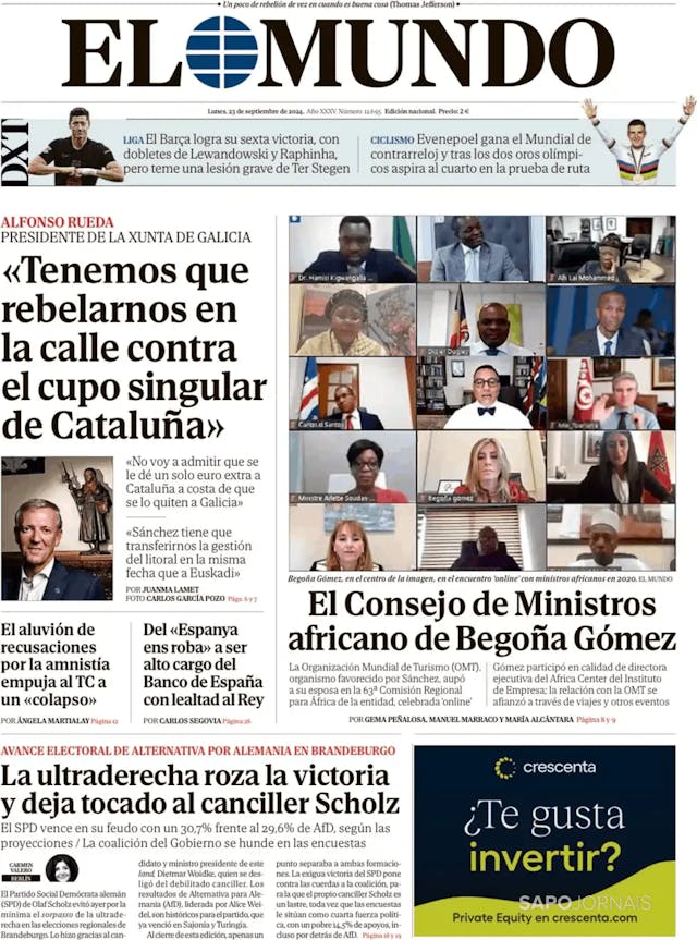 Capa jornal El Mundo 2024-09-23