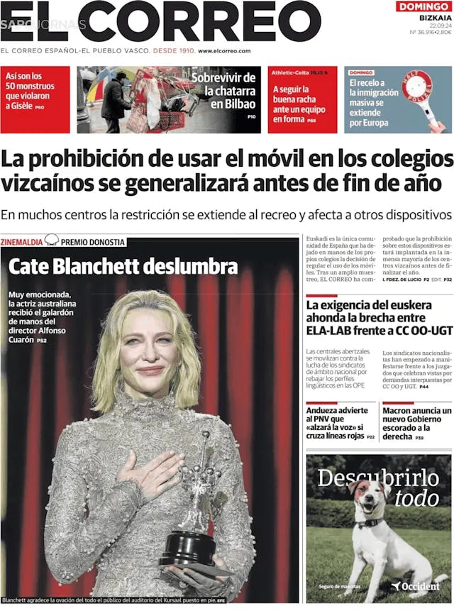 Capa jornal El Correo Digital 2024-09-22