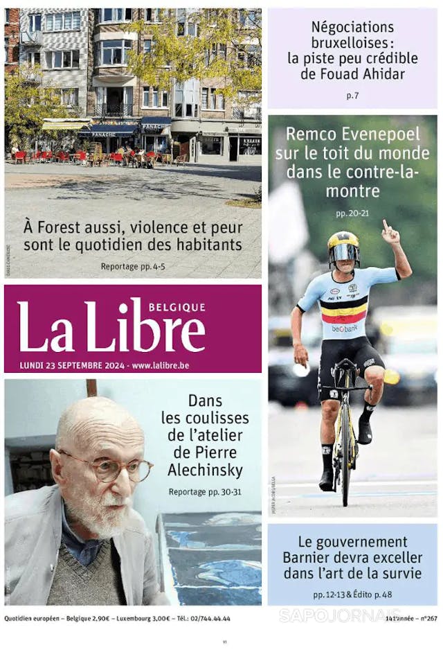 Capa jornal La Libre Belgique 2024-09-23