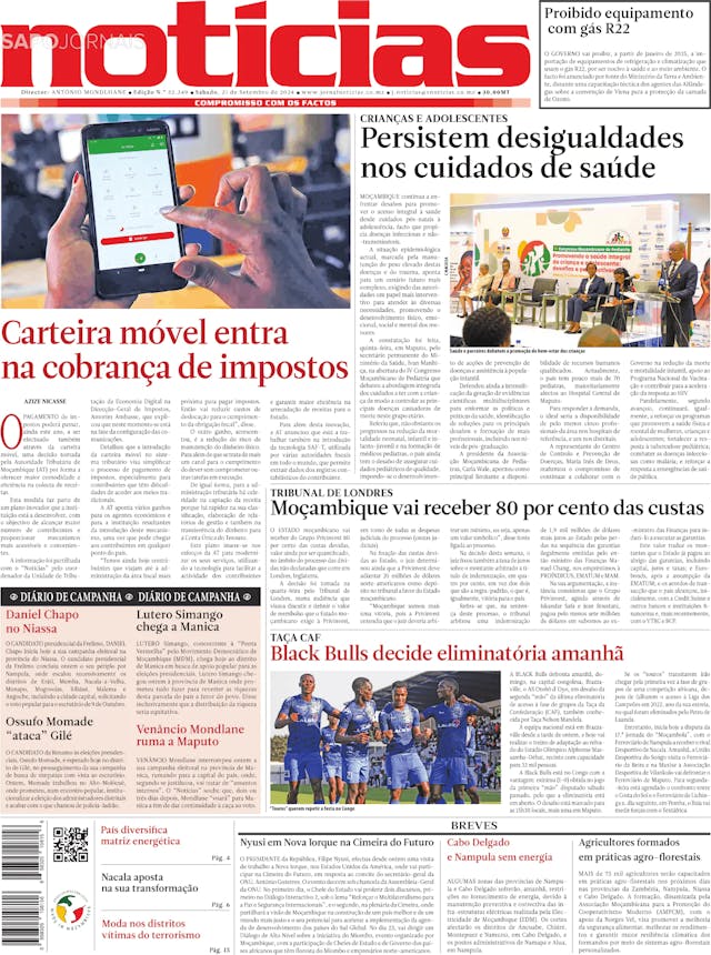 Capa jornal Notícias 2024-09-23