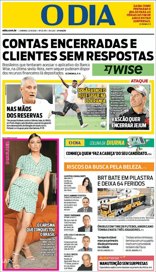 Capa jornal O Dia 2024-09-22