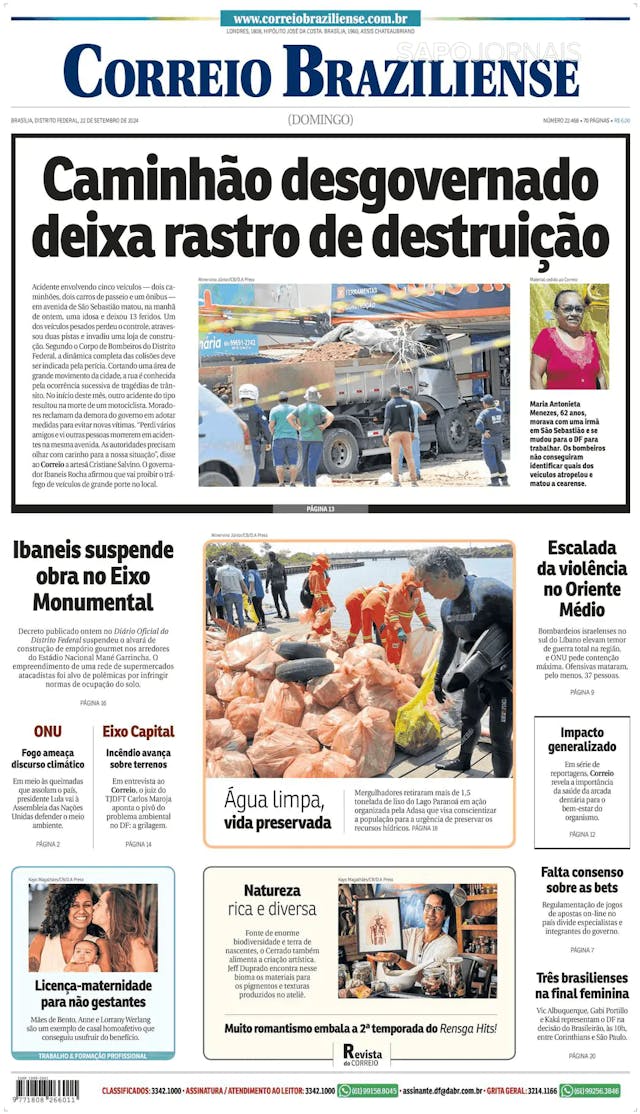 Capa jornal Correio Braziliense 2024-09-22