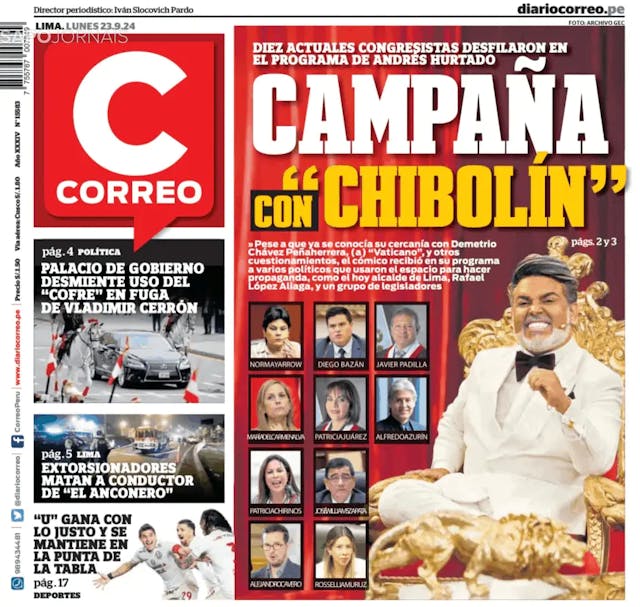 Capa jornal Correo Edición Lima 2024-09-23