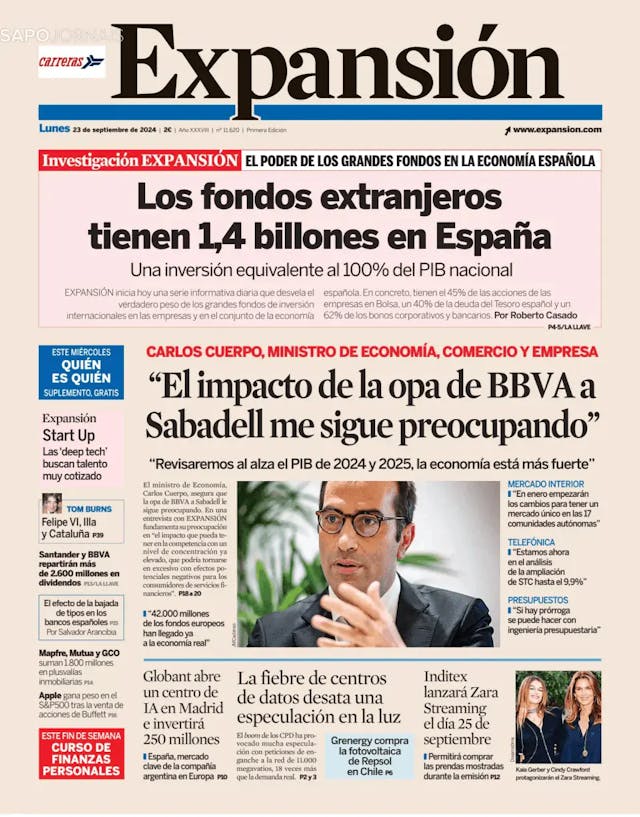 Capa jornal Expansión 2024-09-23