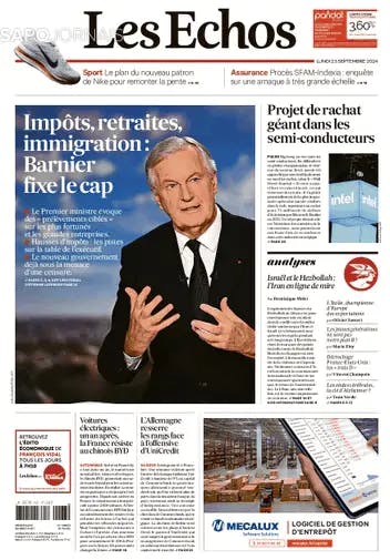 Capa jornal Les Echos 2024-09-23