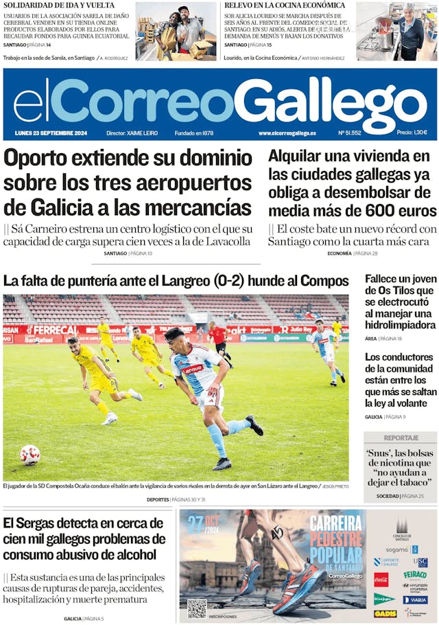 Capa jornal El Correo de Gallego 2024-09-23